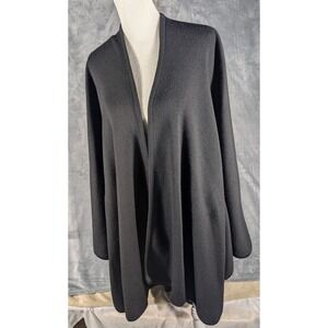 Carlisle 100% Lambswool Black Open Front Wrap Cardigan Sweater Plus Size 3X